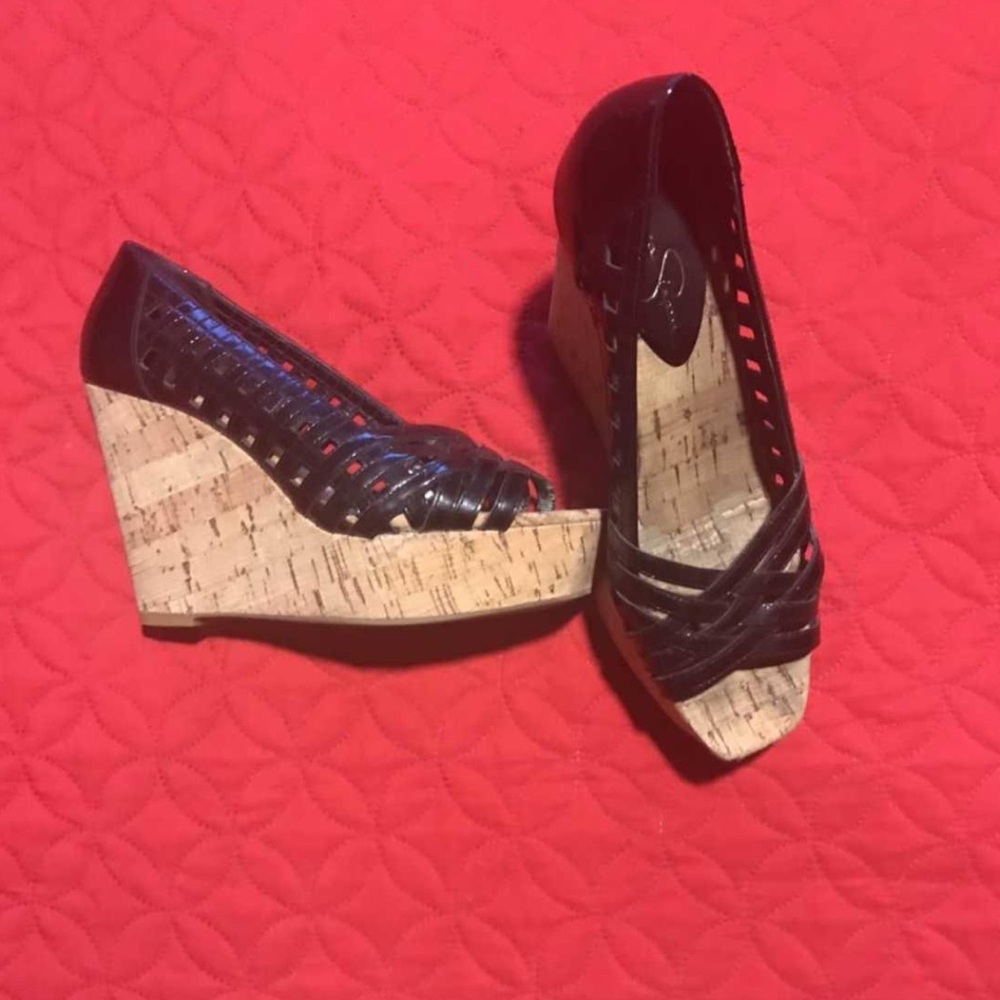 Jessica Simpson- Black Wedge Sandals SOLD